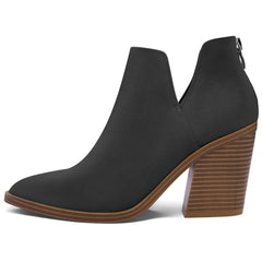 Cutout Pointed Toe Ankle Chelsea Boots Black/White