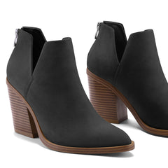 Cutout Pointed Toe Ankle Chelsea Boots Black/White