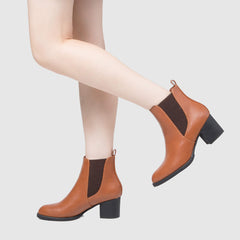Brown heeled chelsea boots