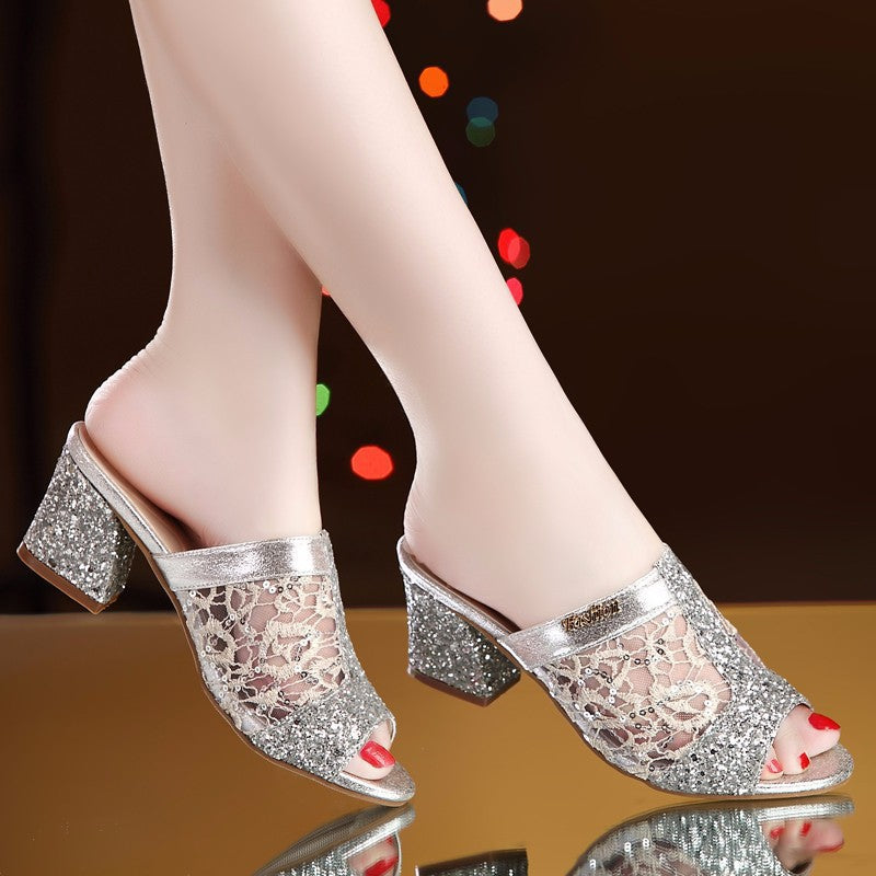 Mysoft Glitter Sequins Decor Sandals
