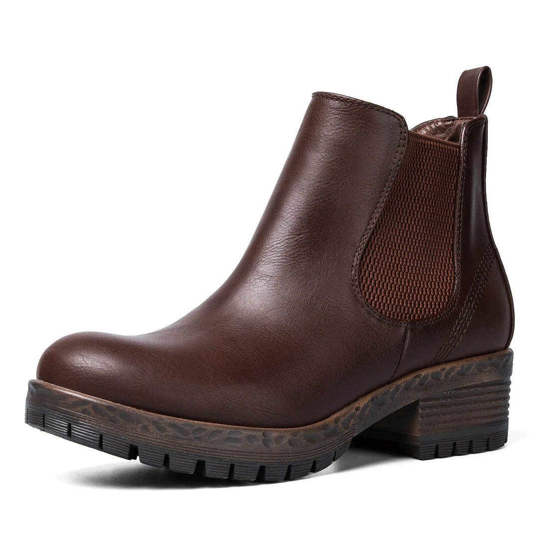 Classic Leather Low Heel Chelsea Boots - MYSOFT