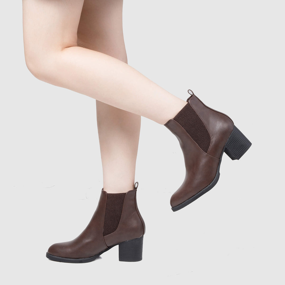 Classic Stacked Heel Chelsea Ankle Boots