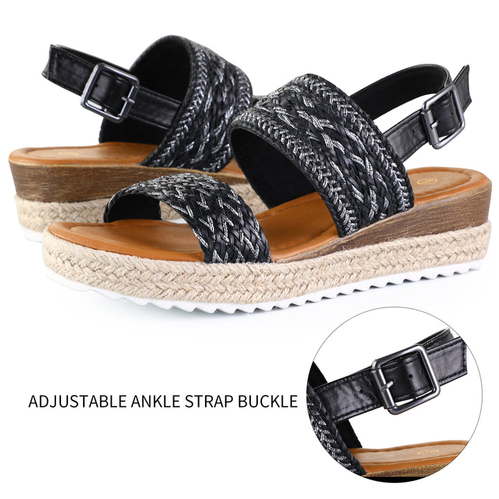 Braided Strap Comfort Pad Wedge Platform Sandals - MYSOFT