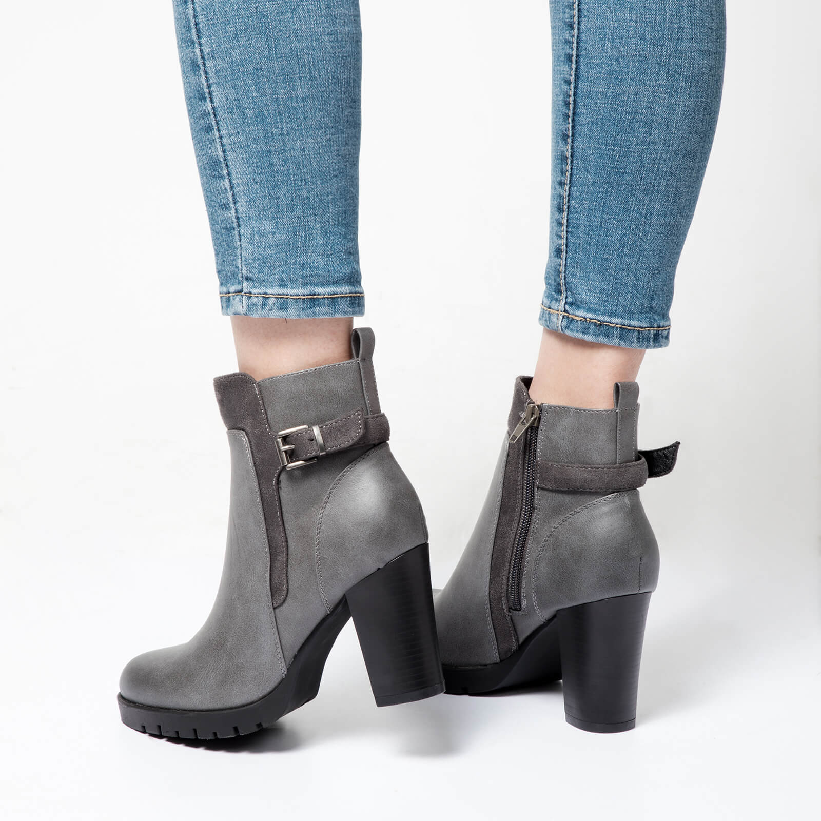 Fashion Simple Chunky Heel Ankle Boots - MYSOFT