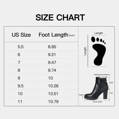 Black Chunky High Heel Ankle Boots - MYSOFT