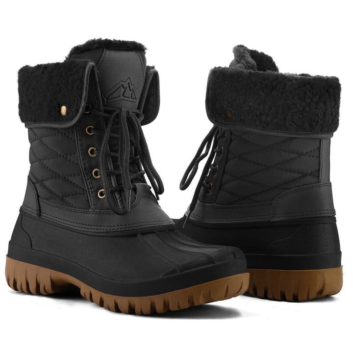 Winter Warm Lace-Up Duck Leather Boots - MYSOFT