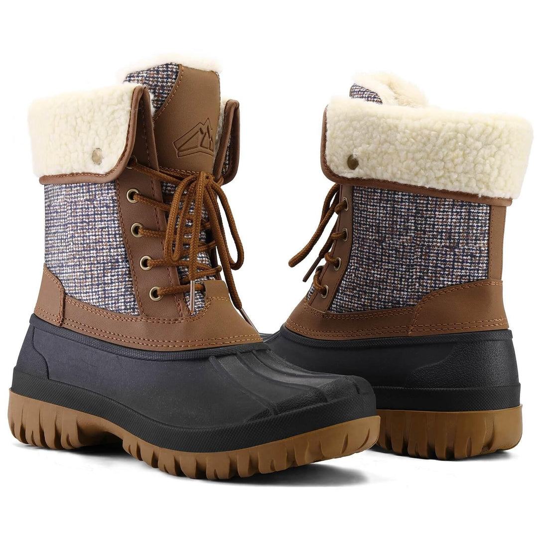 Winter Warm Lace-Up Duck Leather Boots - MYSOFT